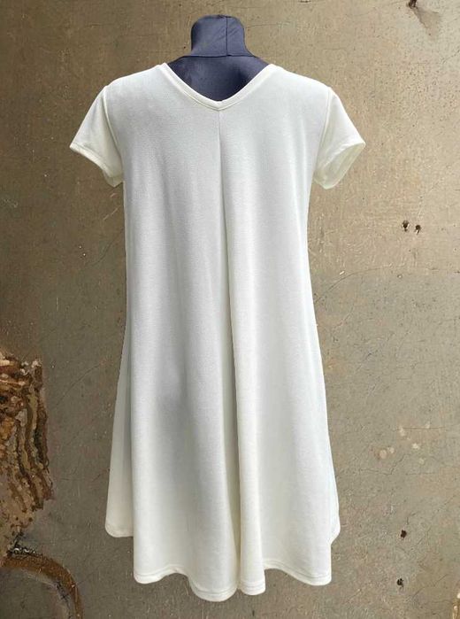 Sukienka krótka do kolan dress na krótki rękawek biała  w motyle  38/M