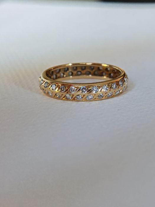 Obrączka, złoto 18k, brylanty, certyfikat, wycena.