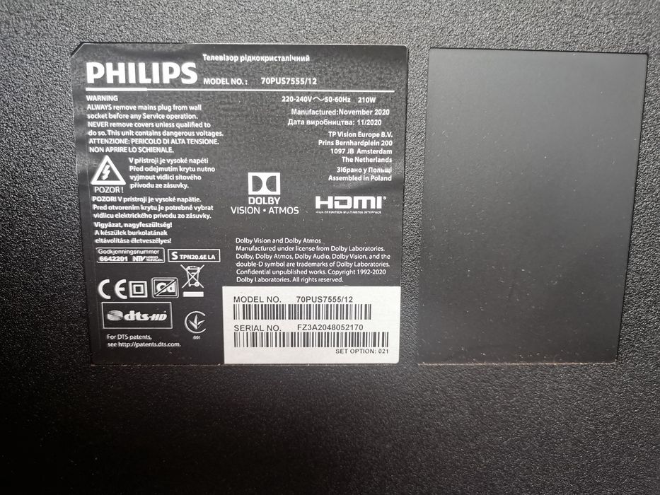 Telewizor Philips 70 cali, 4K, DVB-T2 z 12m gwar