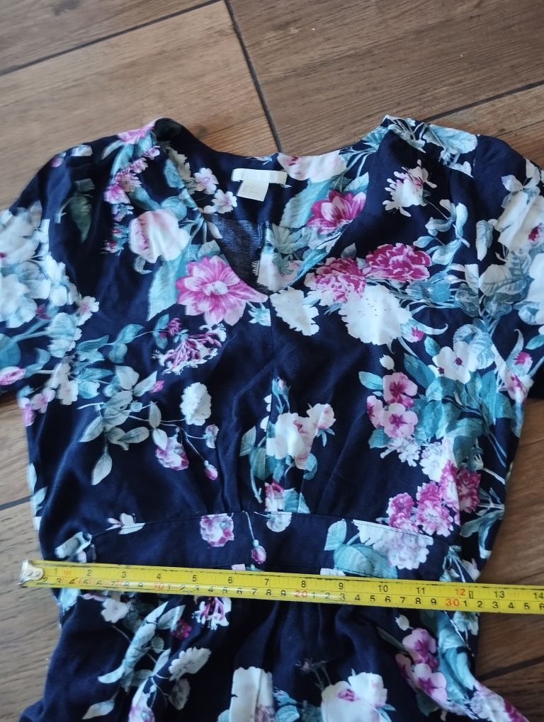Długa sukienka w kwiaty h&m XS/S