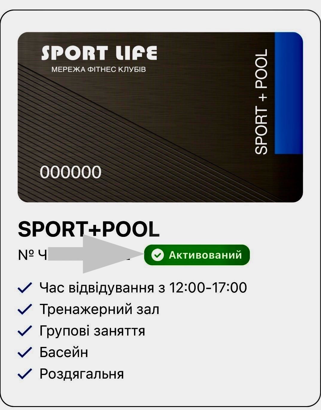 Абонемент у Sport Life термін до 4 вересня 2024 р.