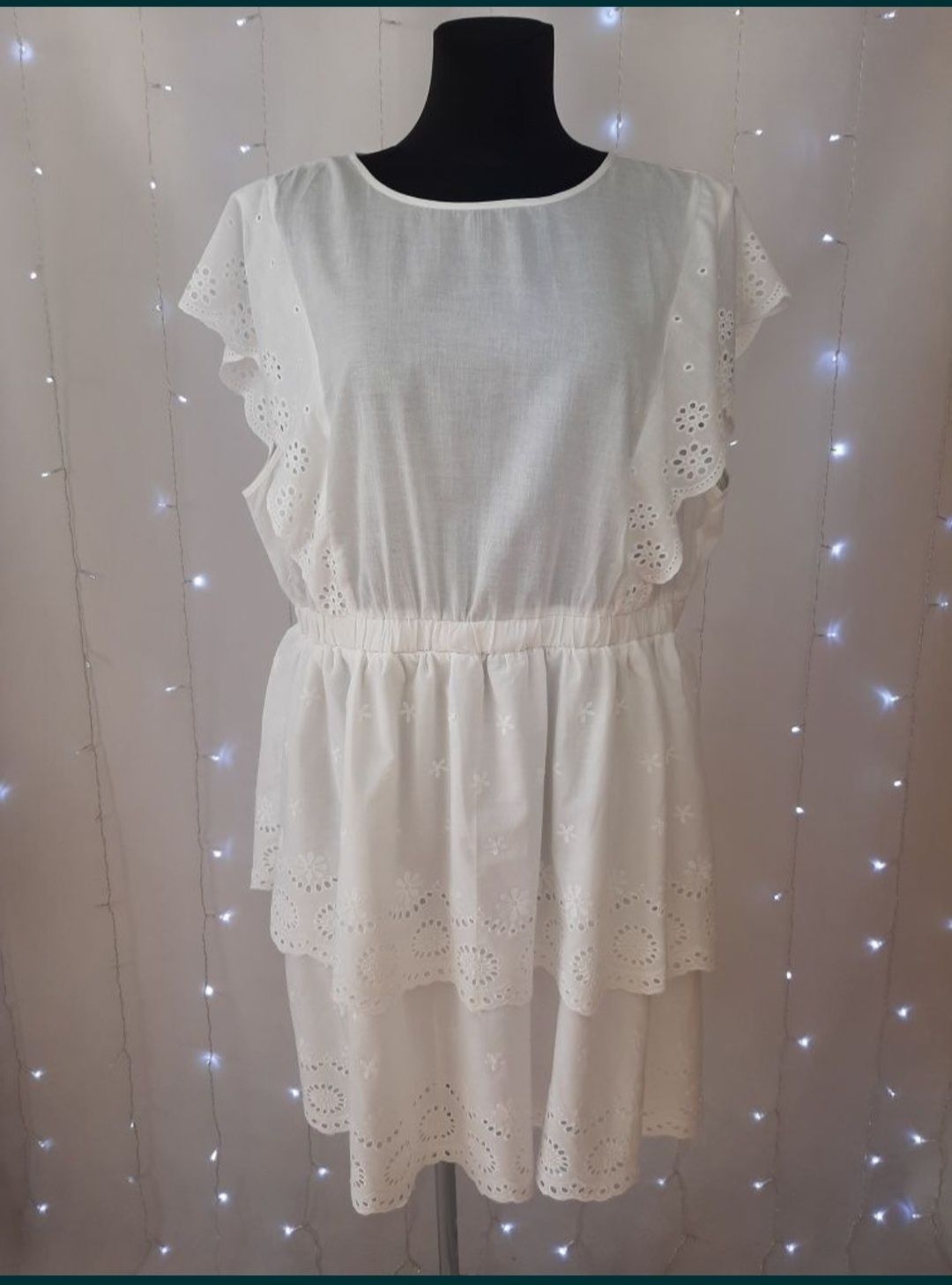 Nowa biała sukienka haft angielski duży rozmiar 50-52