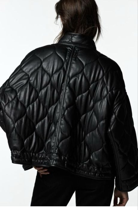 Кожання куртка стеганная Zara плащ