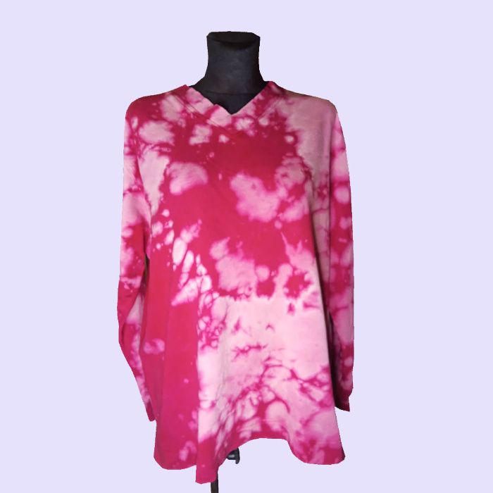 bluza tie dye handmade custom ręcznie farbowana różowo czerwona