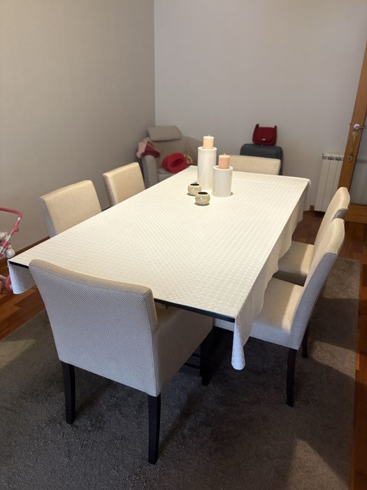 Mesa Jantar Vidro com 6 cadeiras