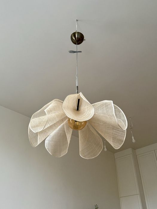 Lampa wisząca Styrka, Ø 75 cm, mosiądz/beż - Markslöjd