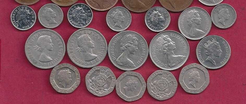 Lote  de 50  Moedas Inglesas  Diversos    Valores  e datas
