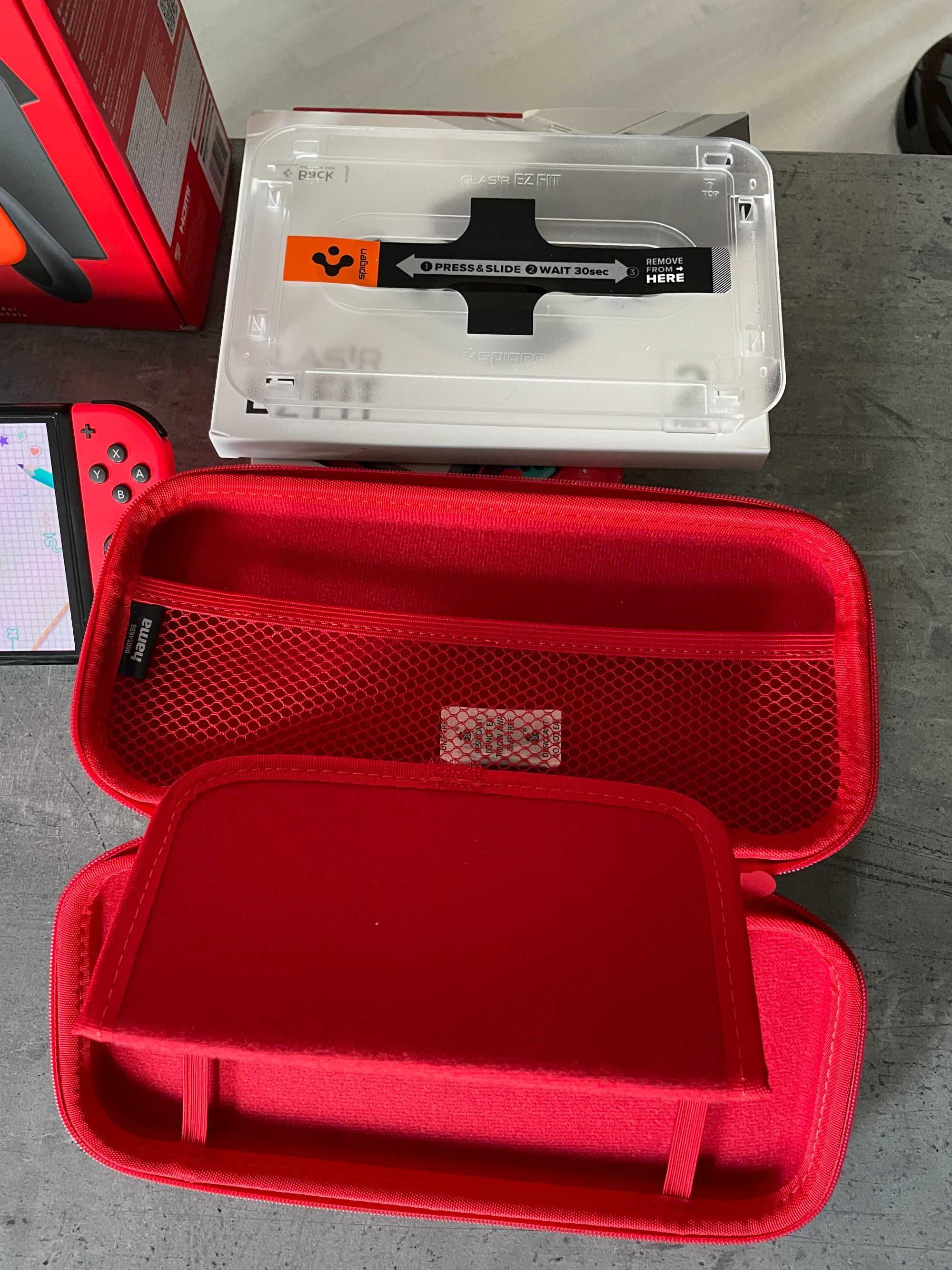 Nintendo Switch OLED + gra Snipperclips +case, etui, szkło mega zestaw