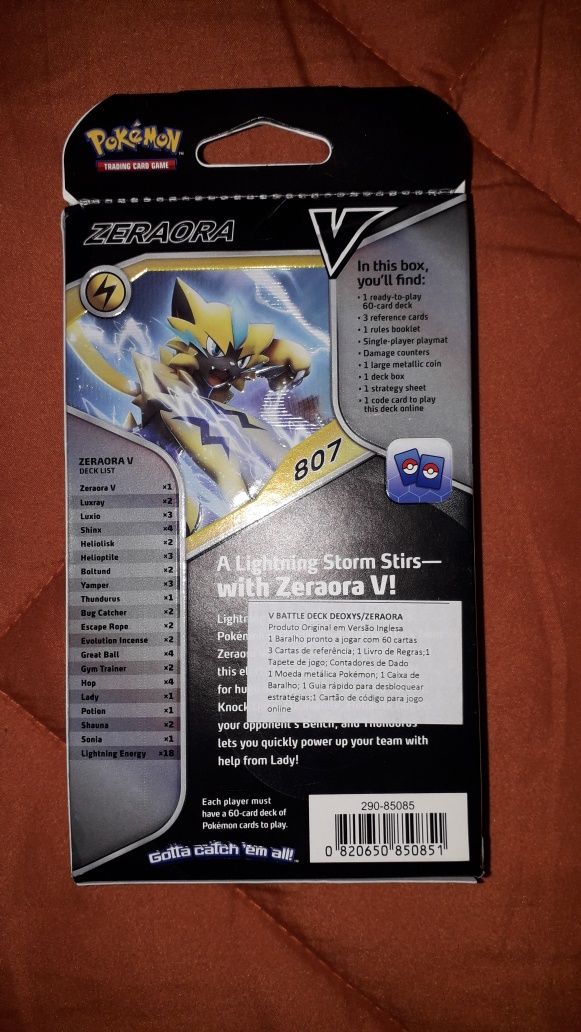 Baralho de cartas Pokemon Zeraora novo