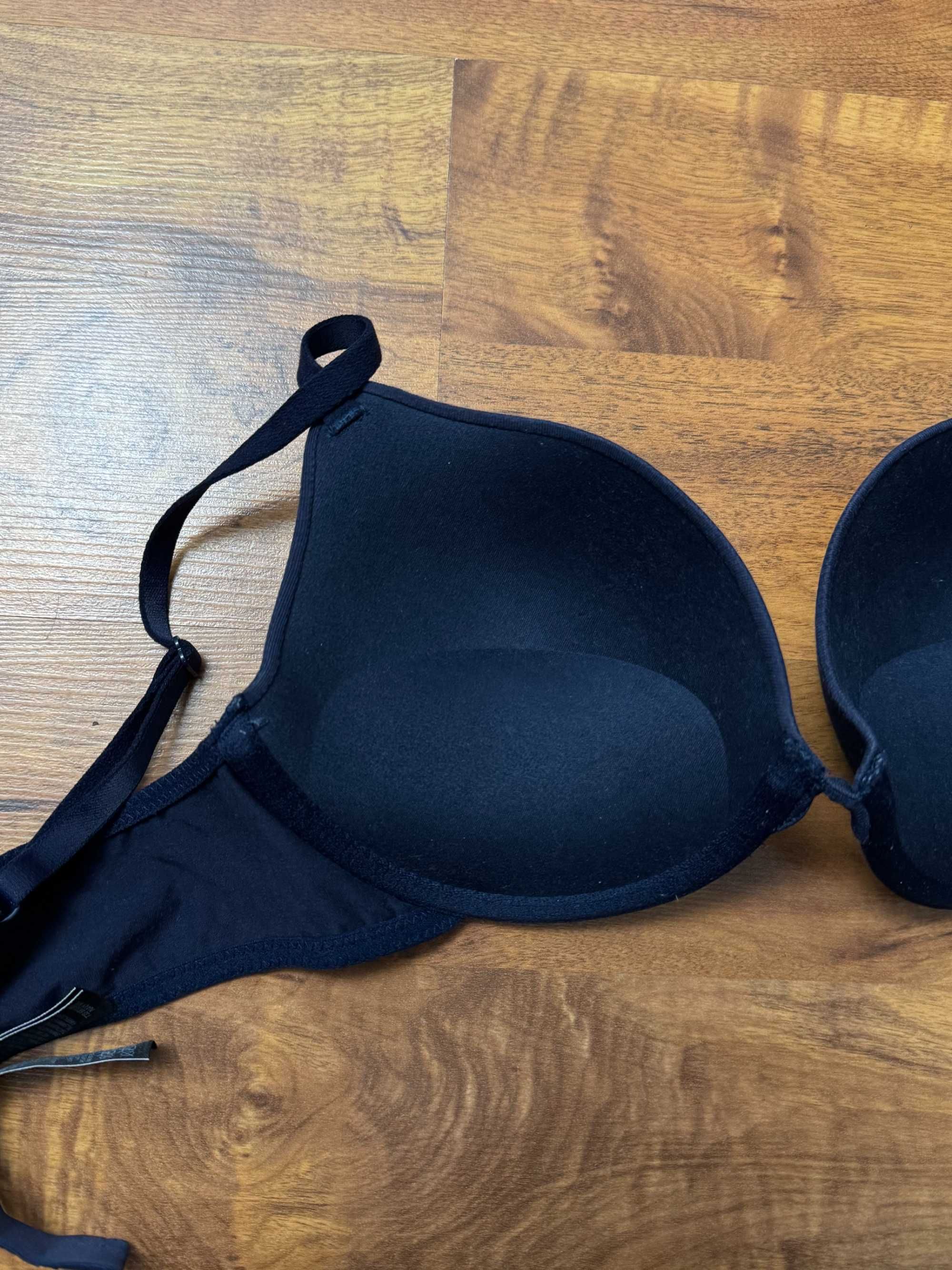 Granatowy bawełniany biustonosz pushup stanik MS Marks Spencer 75 C