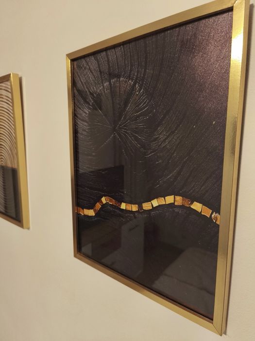 3 Quadros decorativos com formas abstratas