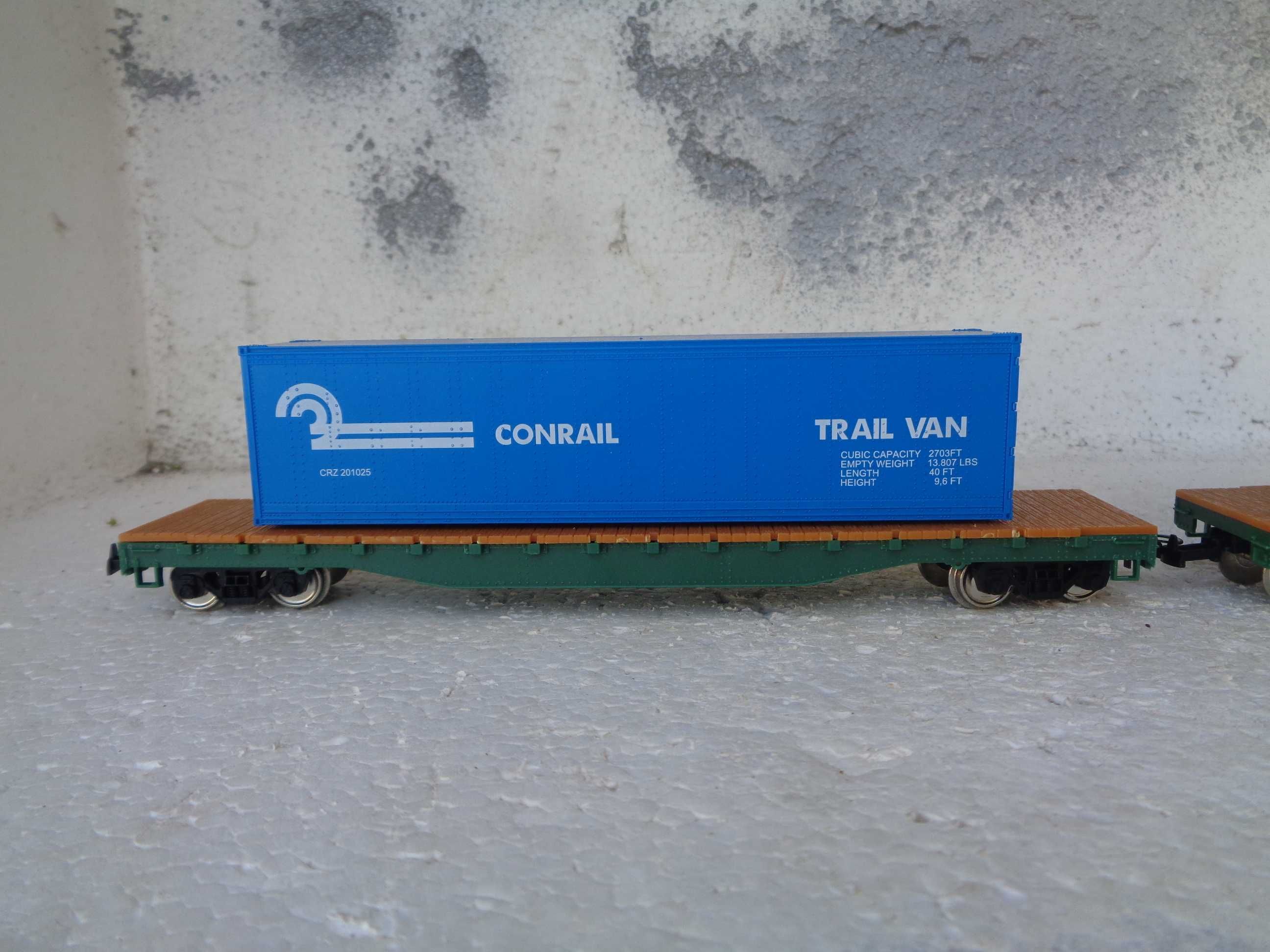 1:87 Mehano Lote de 2 vagões CONRAIL porta contentor
