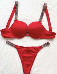 Czerwony komplet push up Victoria's Secret 80B/L