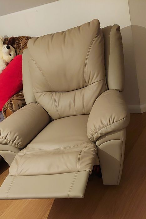 Skórzana sofa z funkcją spania  + 2 fotele rozkładanel- transport