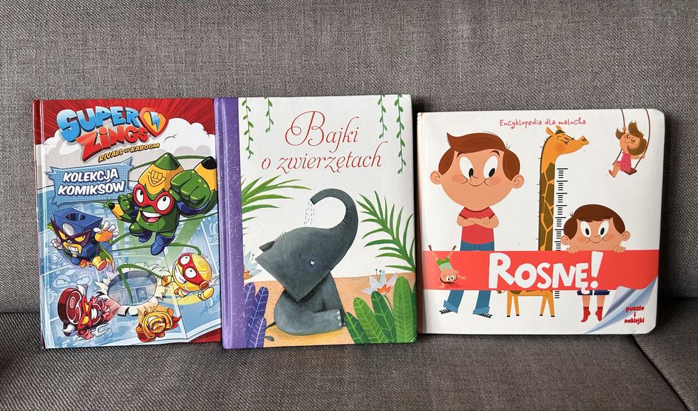 Duży zestaw książek dla dzieci bajki, Super Zings, encyklopedie i inne