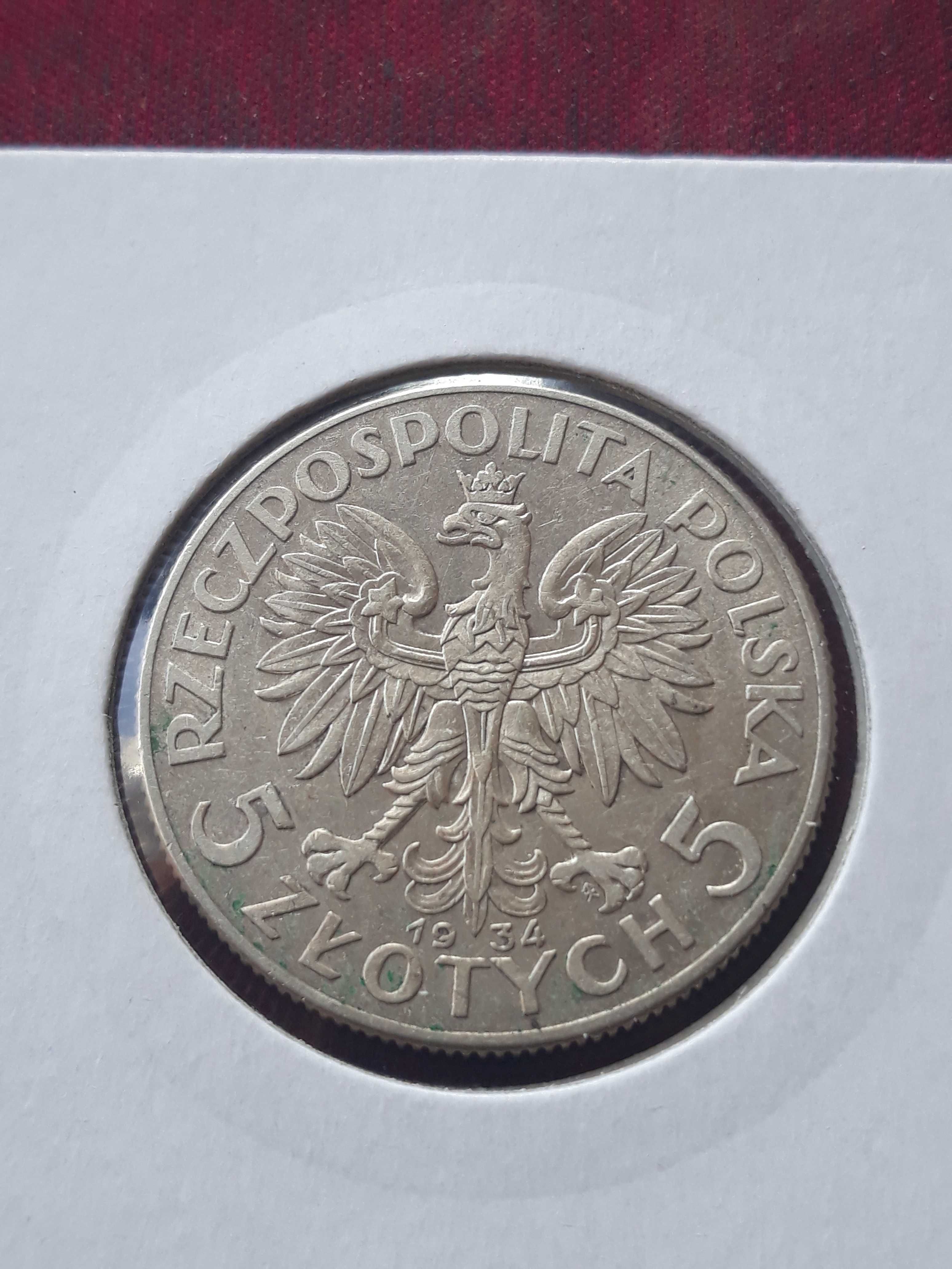 5 zł  Głowa kobiety 1934 r. - nr. 2 - Super stan