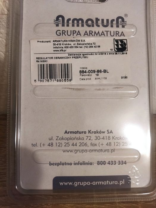 Głowica regulator ceramiczny przepływu R4 Niski. Armatura