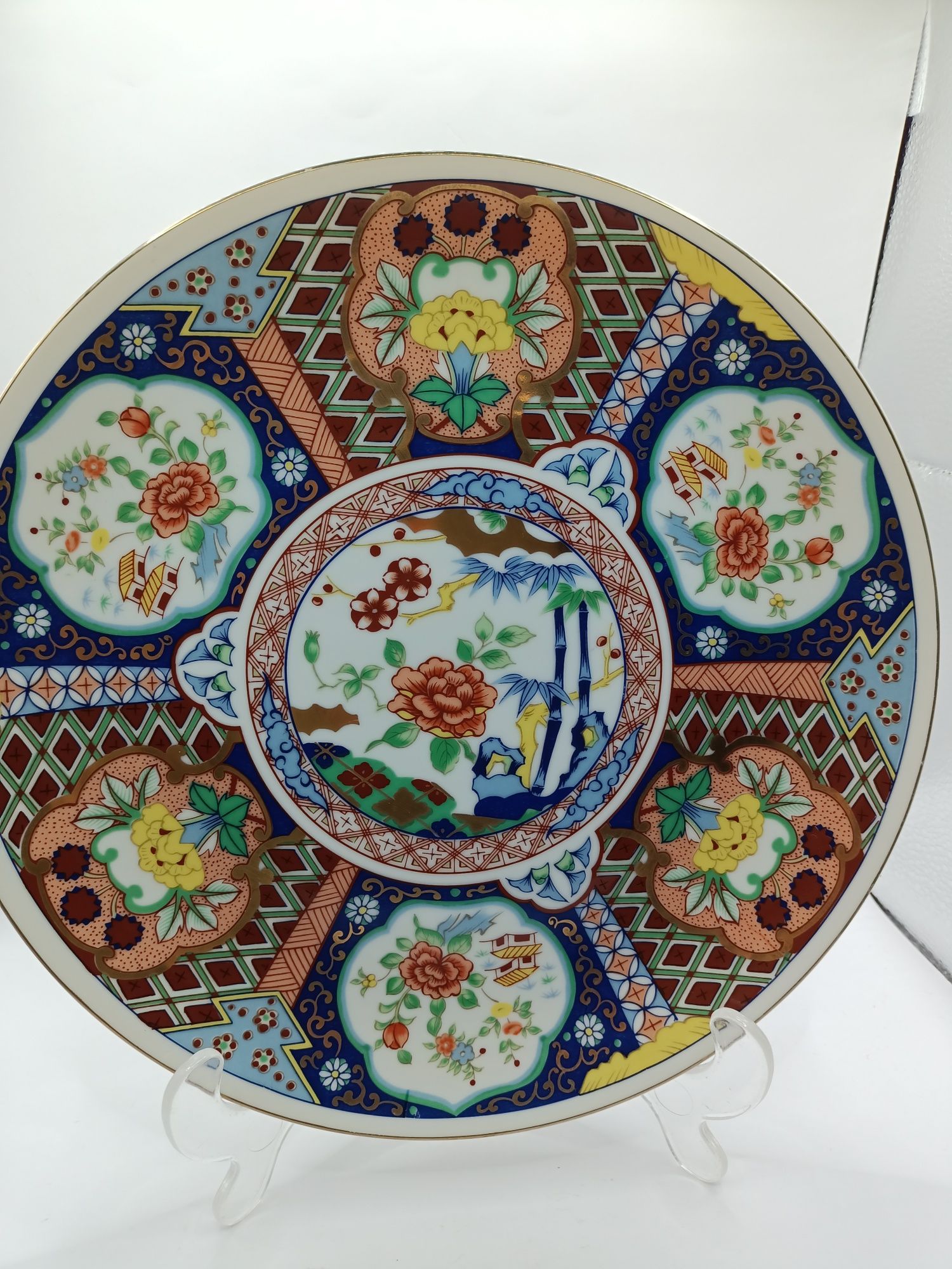 Talerz porcelanowy duży naścienny Imari Ware w stylu vintage