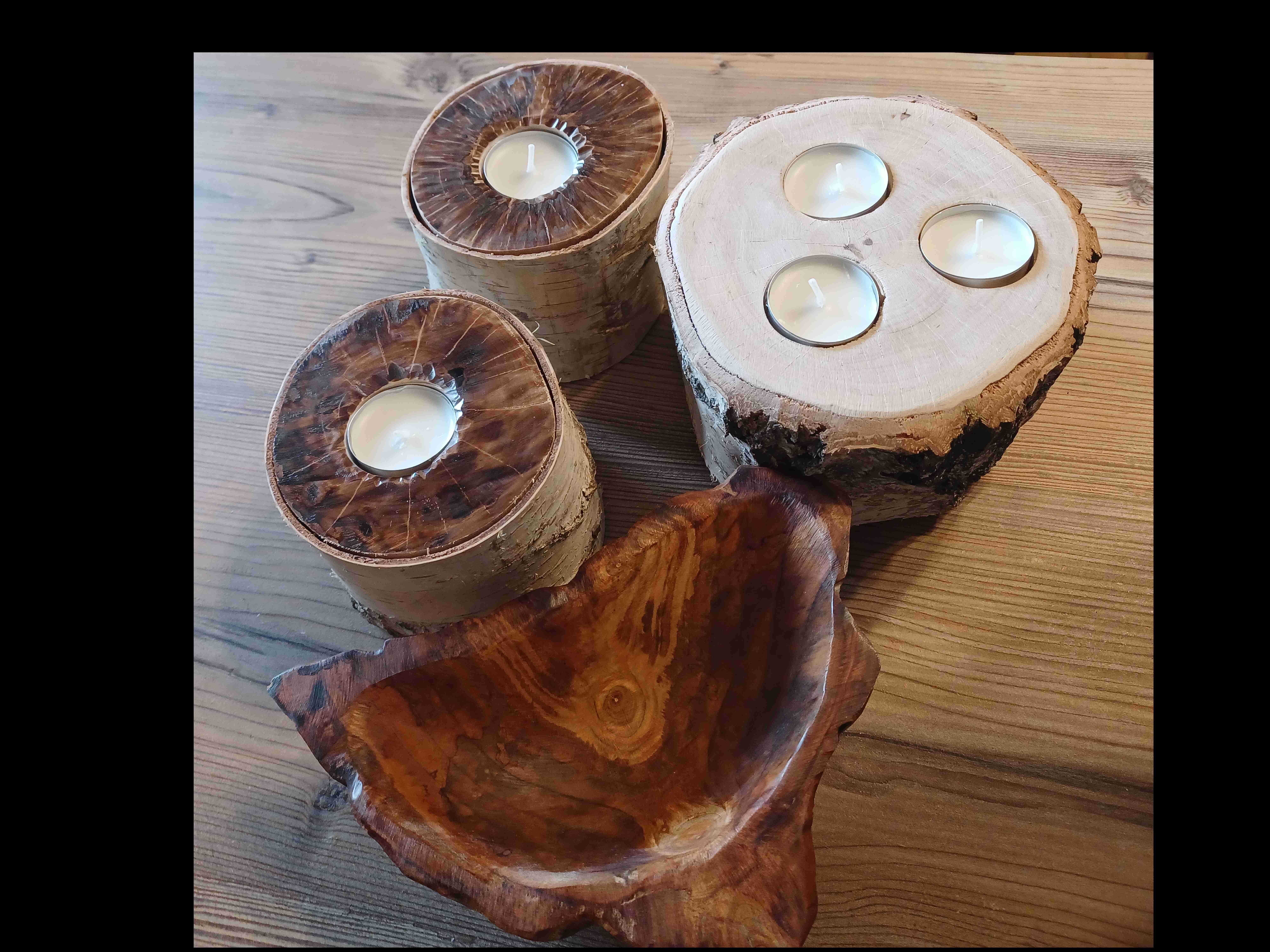 Świecznik drewniany - rustykalna brzoza