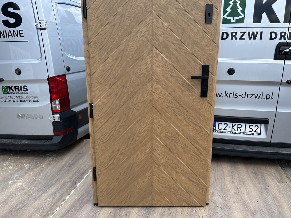 Drzwi zewnętrzne drewniane jodełka U -080 , CZYSTE POWIETRZ