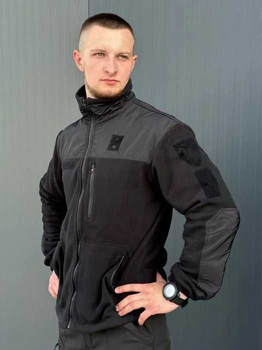 Військова чорна фліска ЗСУ тактична чорна флісова кофта 46-60р