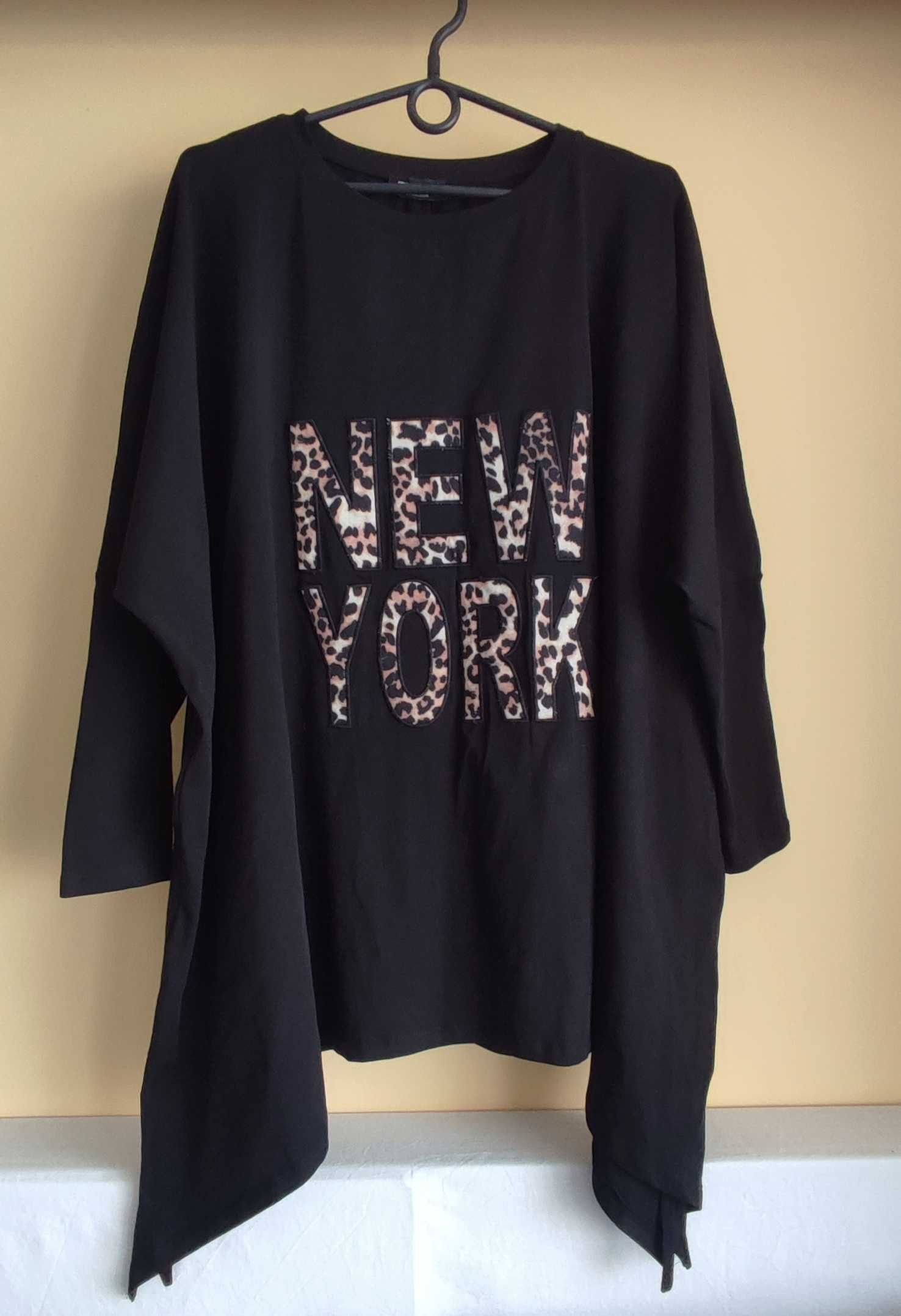 Tunika czarna The Still Collection napis New York panterka Oversize