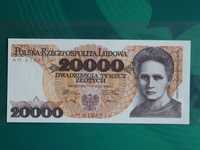 20000. 20 tys zł. 1989 r. Skłodowska-Curie Stan bankowy UNC.