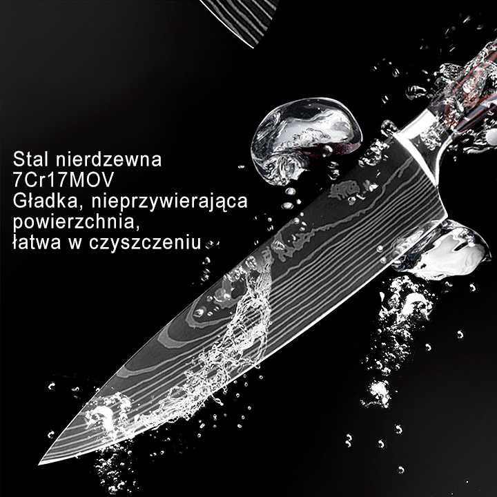 Japońskie Noże S. Damesceńsk ZESTAW 8szt. +elegancka skrzynia