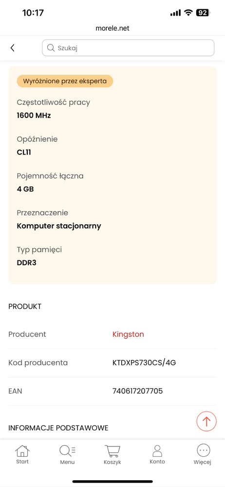Pamięć DDR3 16gb 4x4gb Kingston KTD-XPS730CS/4G