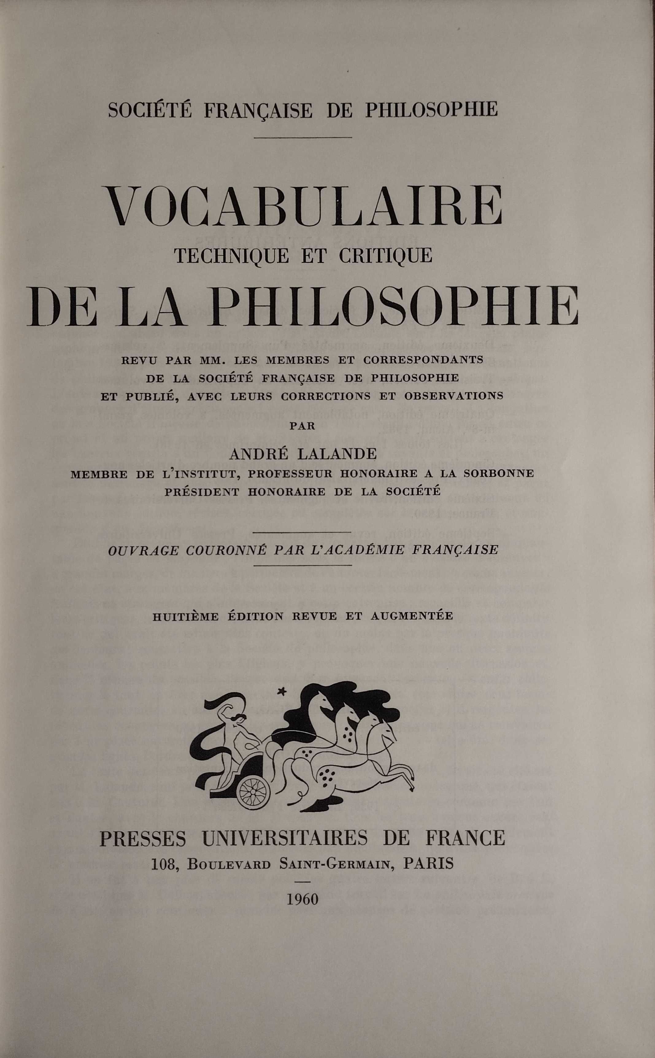 Vocabulaire Tecnique et Ctitique de la Philosophie - André Lalande