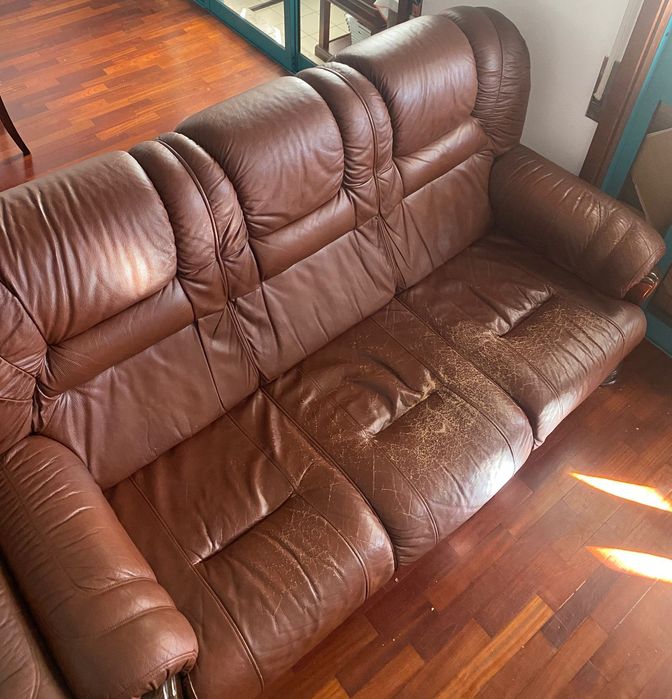 Sofás em pele, conjunto 3+2