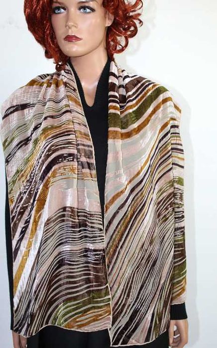 G8 GALITZINE Aksamitny Szal Jedwab 34x160