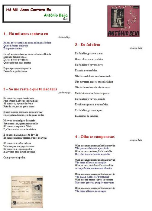 António Beja - - - - - Há Mil Anos Cantava Eu - - - - - EP