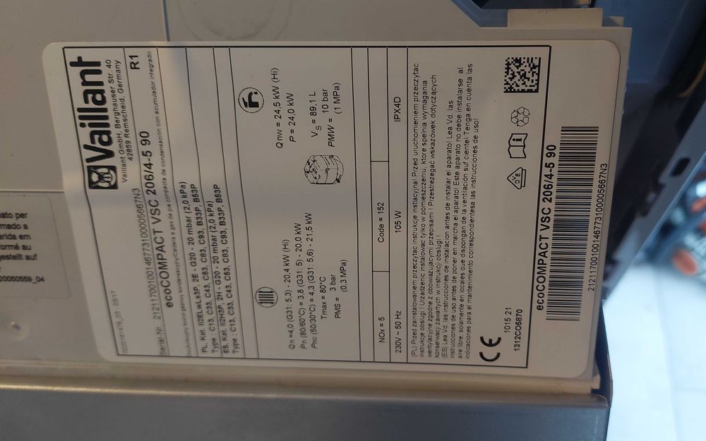 Kocioł gazowy Vaillant Ecocompact VSC 206/4-5 90