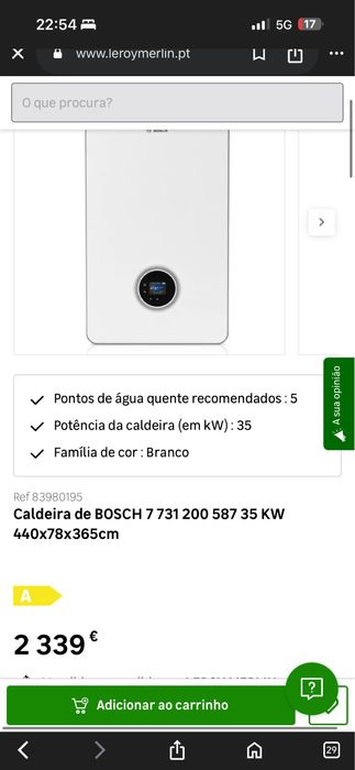 Caldeira de BOSCH  8700i W  35 kw( NOVA)