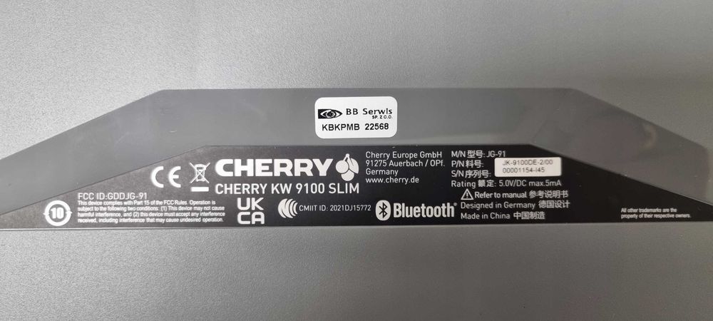 Klawiatura bezprzewodowa CHERRY KW9100 SLIM ukł. QWERTZ Bluetooth s517