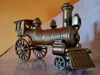 mosiężna stara figurka- lokomotywa