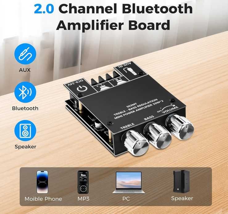 ZK-502MT 2x50W Bluetooth 5,0 AUX