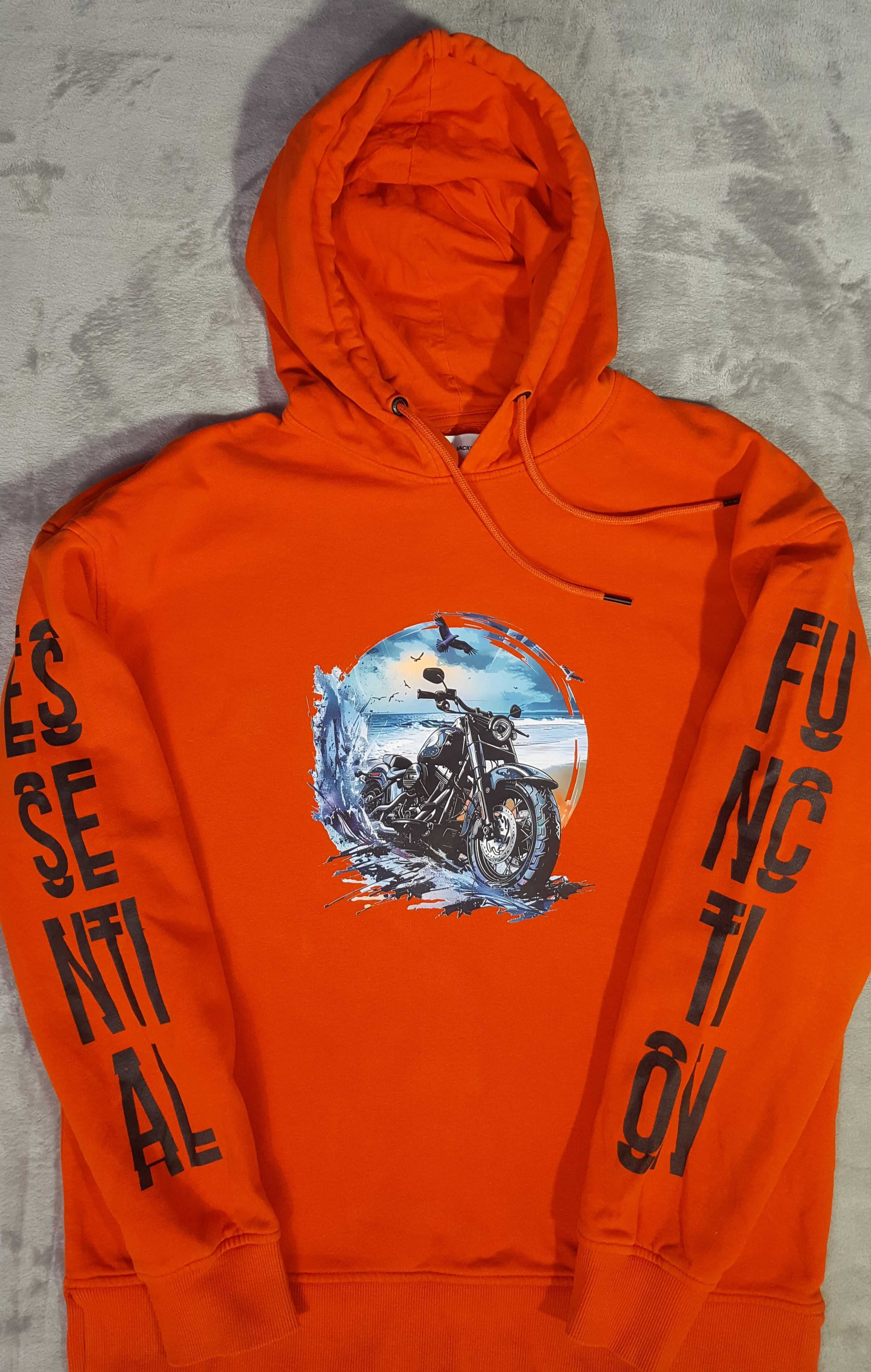 Bluza pomarańczowa z kapturem motoctykl