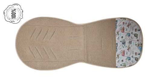 Wkładka antypotowa do spacerówki MERINO Simple Wool Beżowa Dinozaury