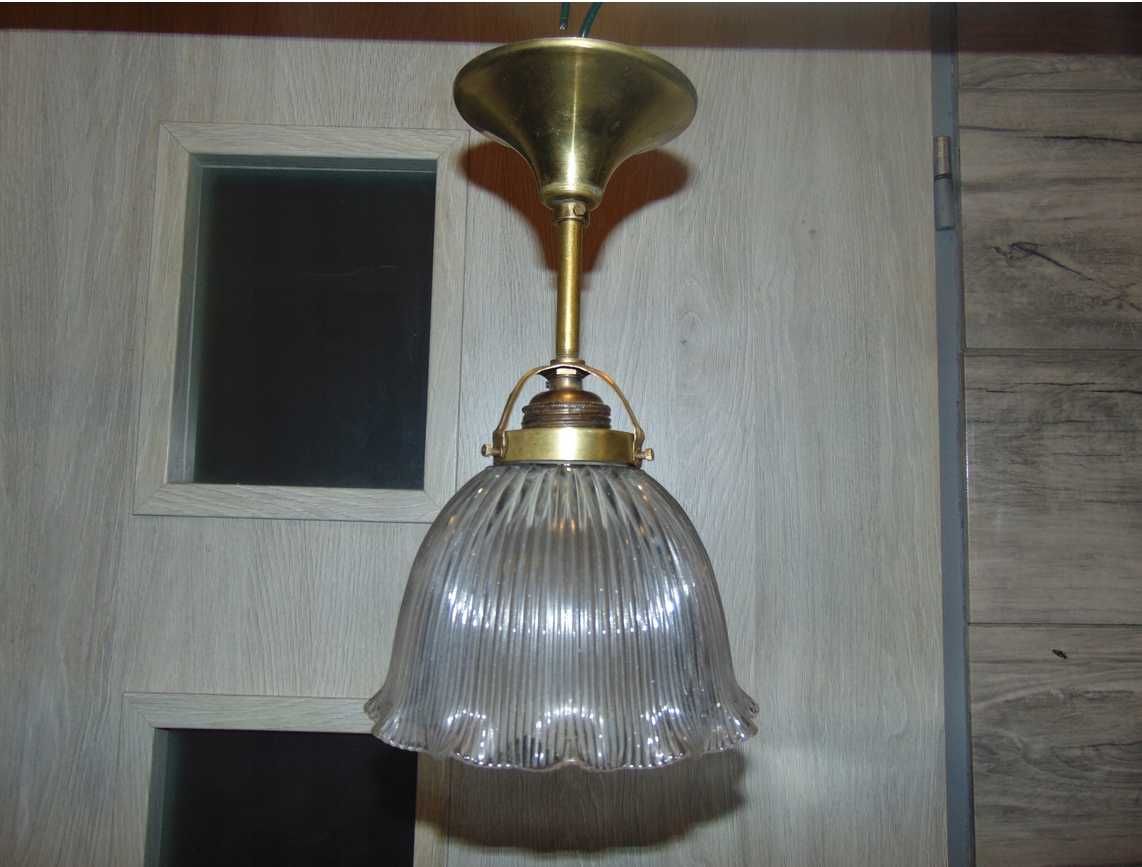 Art deco mosiężny plafon,lampa do hol,pokój,klosz Zawiercie