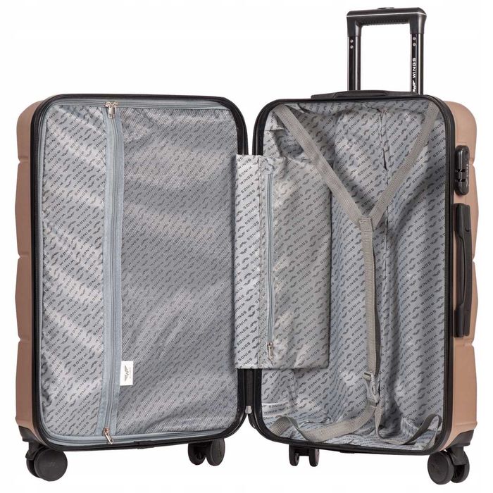 WINGS Zestaw 3 WALIZEK Podróżnych ABS+ Kabinowa Średnia Duża Na Szyfr