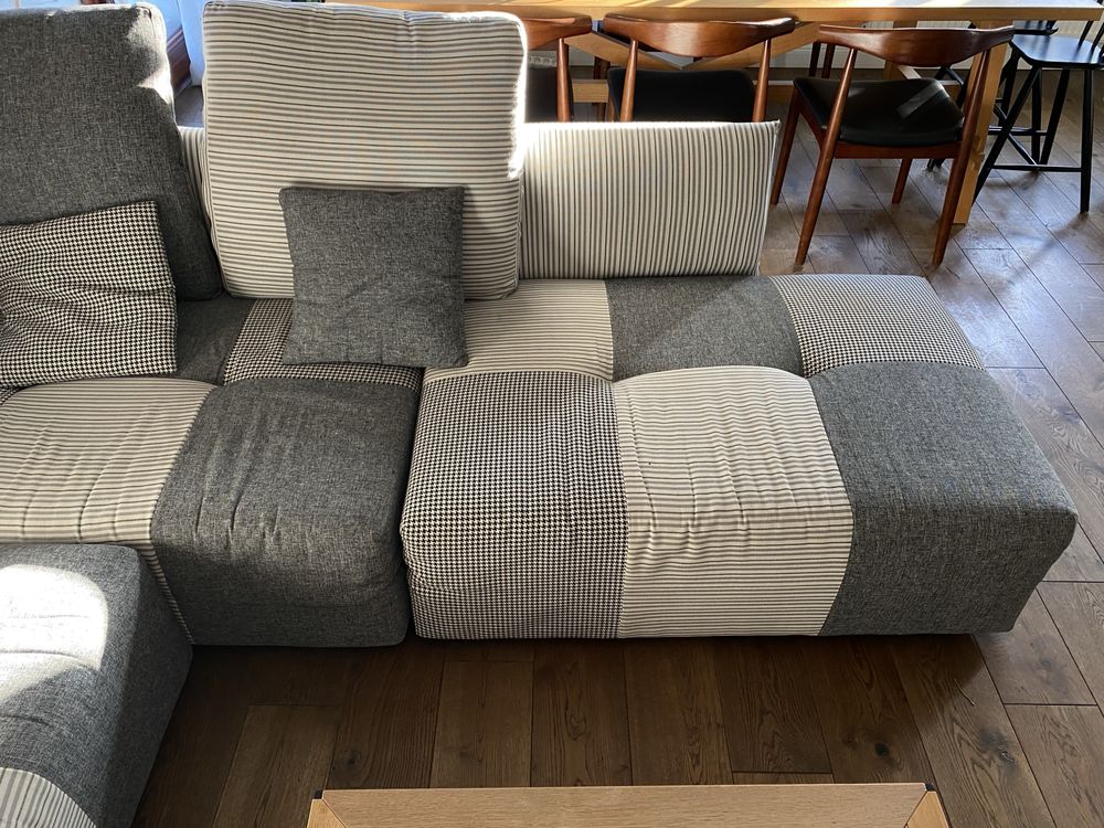 Sofa kanapa narożnik OPTISOFA 2,5 x 2,5 modułowa patchwork szara biała