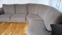 Duża kanapa sofa narożnik ok 270x210cm Ikea kolor beżowy jasny brązowy