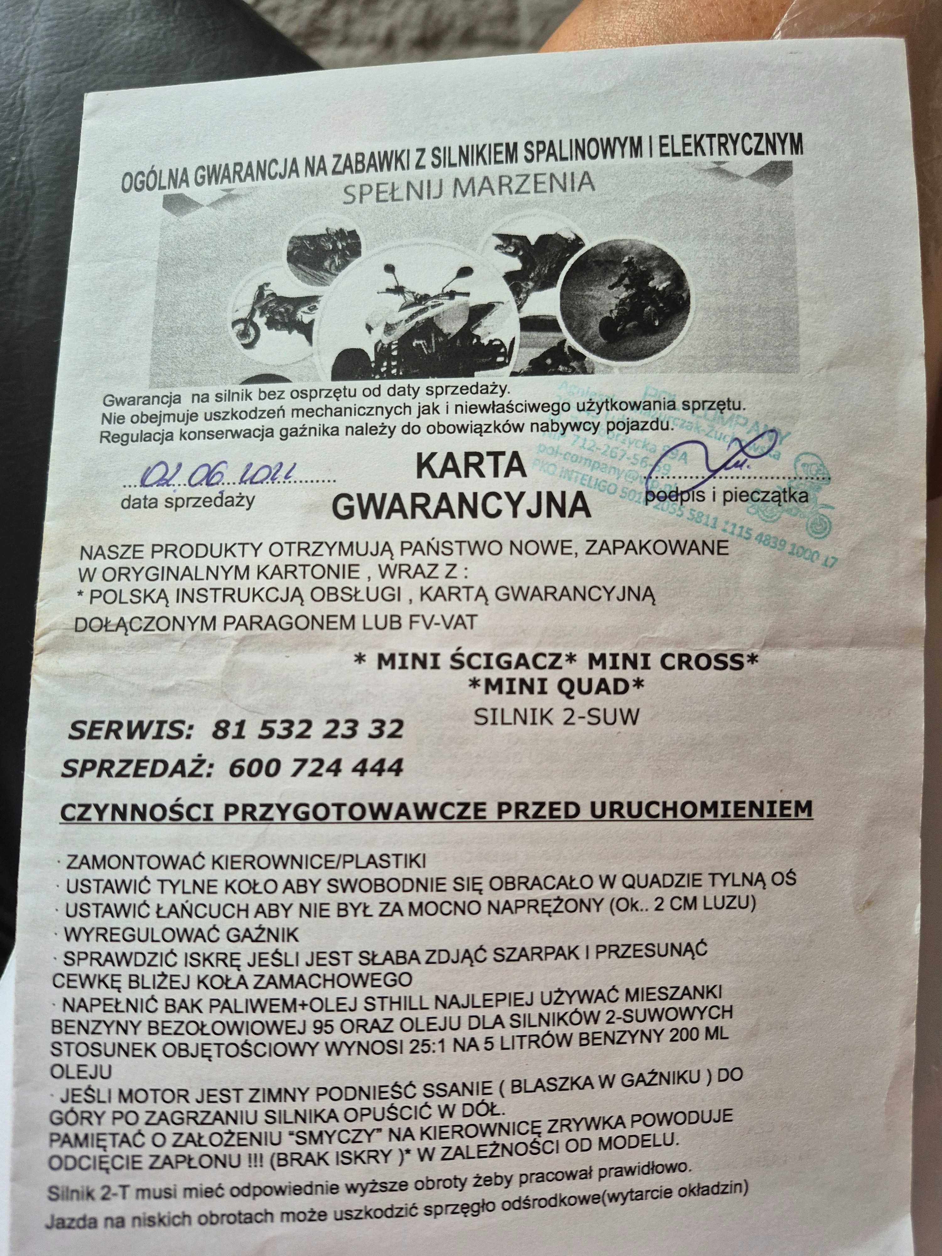 Quad spalinowy dla dziecka