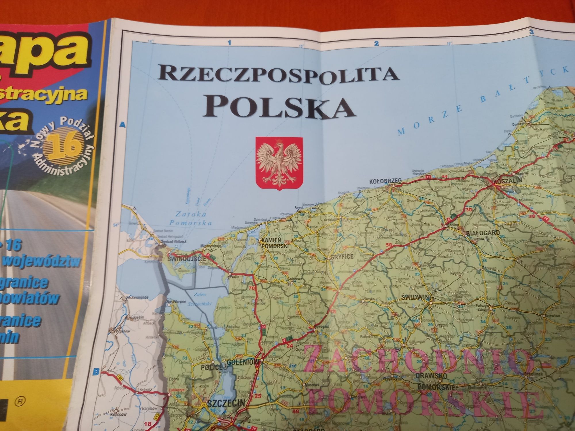 Mapa Drogowo Administracyjna Polska 1999rok