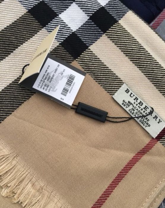 Burberry chusta szal karmelowa | w kratę | 180x70 cm | kaszmir