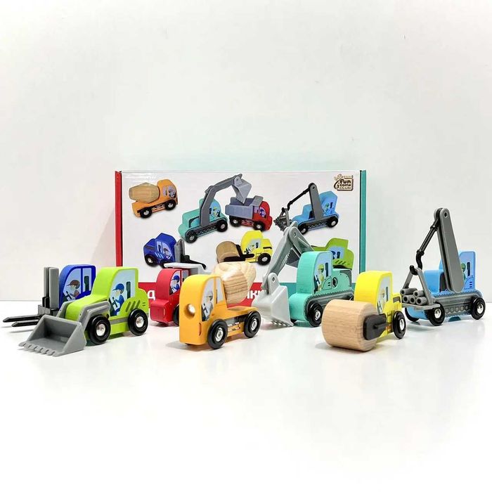 Будівельні машинки 4FUN Game Club Wood 7шт дерев'яні (76523) Розд/Дроп