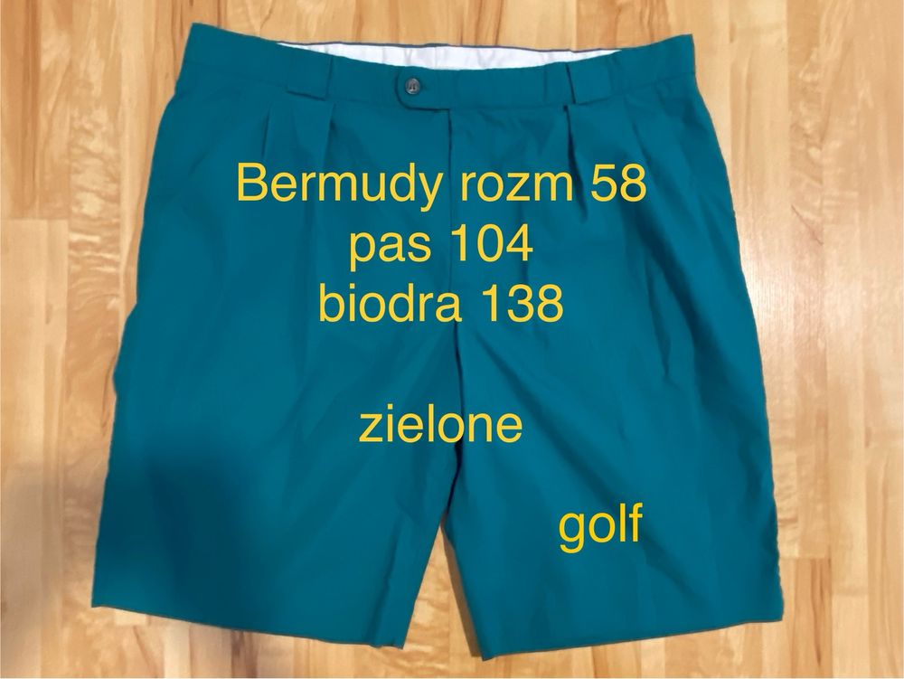 Ok golf zielone eleganckie bermudy krótkie spodnie  rozm 58 pas 104 cm