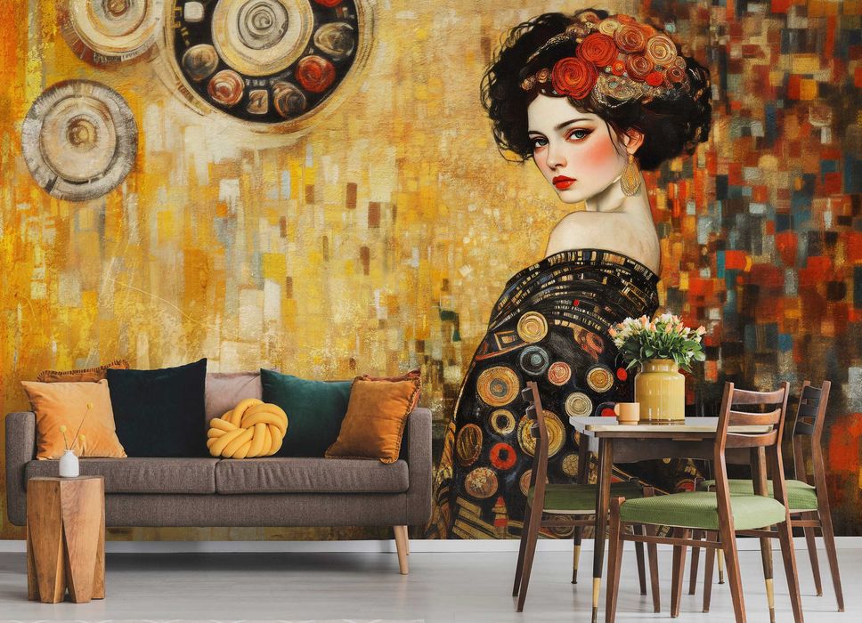 Fototapeta Kobieta Żółty Jak Malowany Piękno Gracja Kolorowa 3D + KLEJ